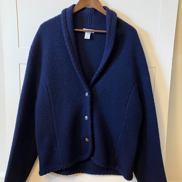 Talbots 100% Wool Navy Blue‎ Cardigan SweaterPlus Size 20Coastal Grandma